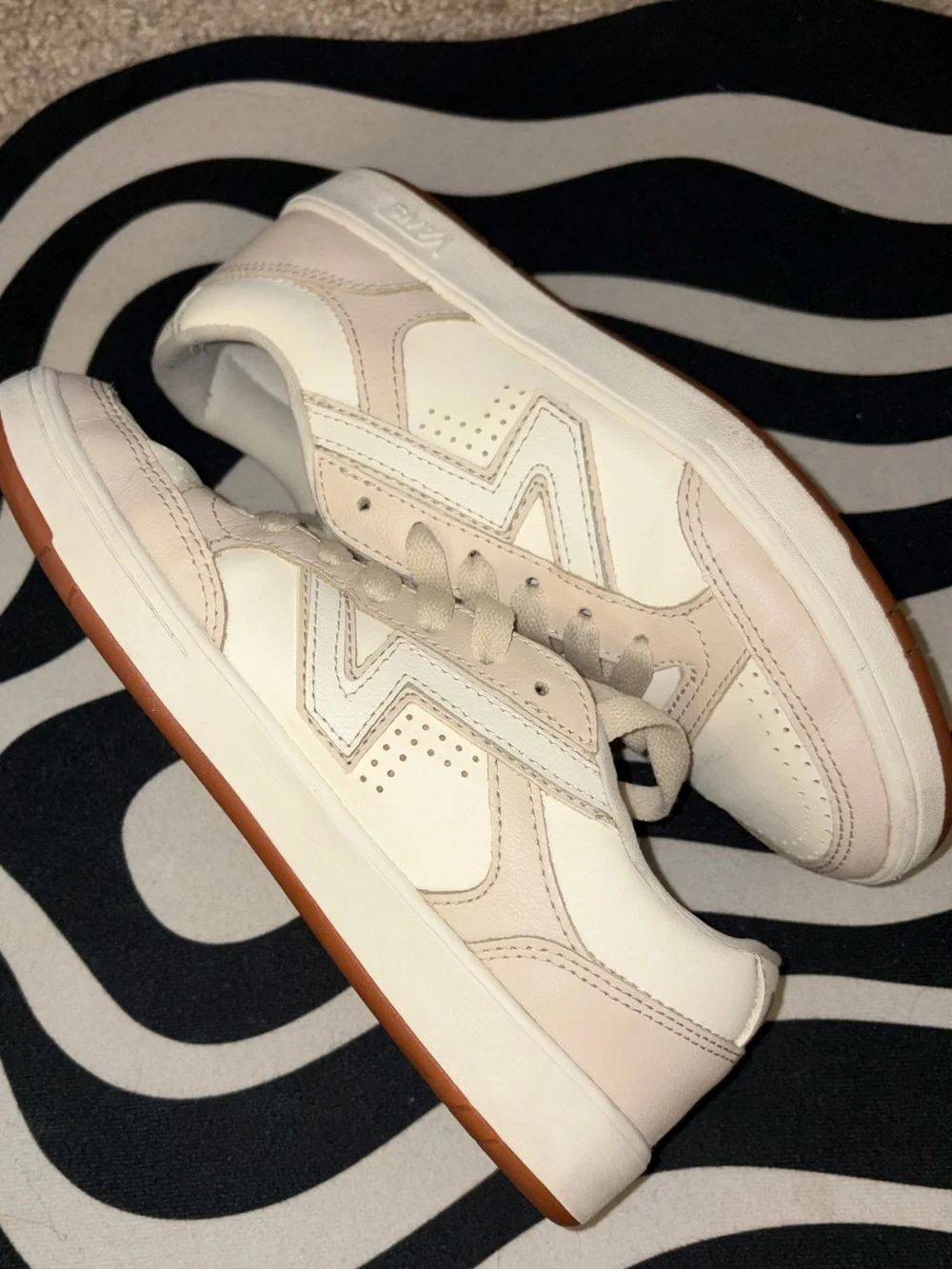 Vans Women’s Low-Top Cream and White Lace-Up Sneakers